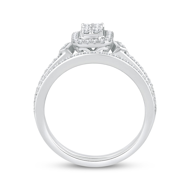 Multi-Diamond Halo Bridal Set 1/3 ct tw 10K White Gold