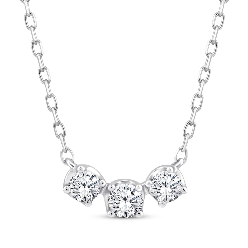 Main Image 1 of Memories, Moments, Magic Diamond Three-Stone Necklace 1/3 ct tw 10K White Gold 18.5&quot;