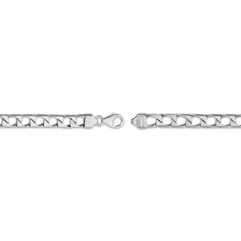 Main Image 3 of Solid Diamond-Cut Square Curb Chain Bracelet Sterling Silver 8.5&quot;