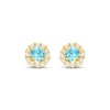 Thumbnail Image 2 of Children's Bright Blue & White Cubic Zirconia Halo Stud Earrings 14K Yellow Gold