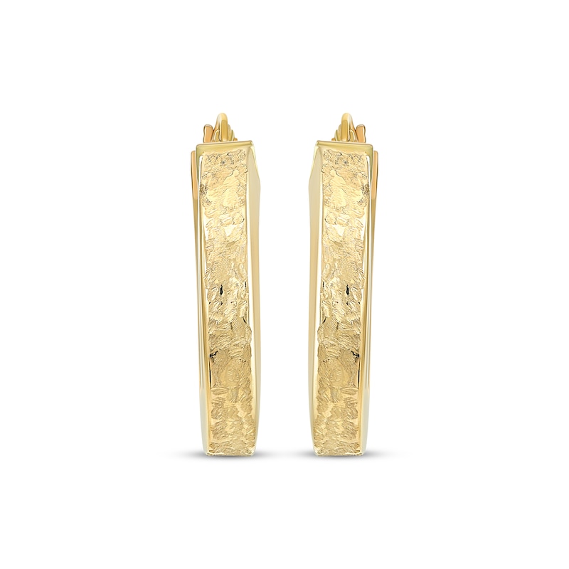 Main Image 2 of Reaura Square-Edge Textured Hoop Earrings Repurposed 14K Yellow Gold 26mm