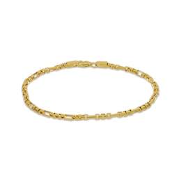 Hollow Diamond-Cut Short & Long Link Box Chain Bracelet 3.5mm 10K Yellow Gold 8.5&quot;