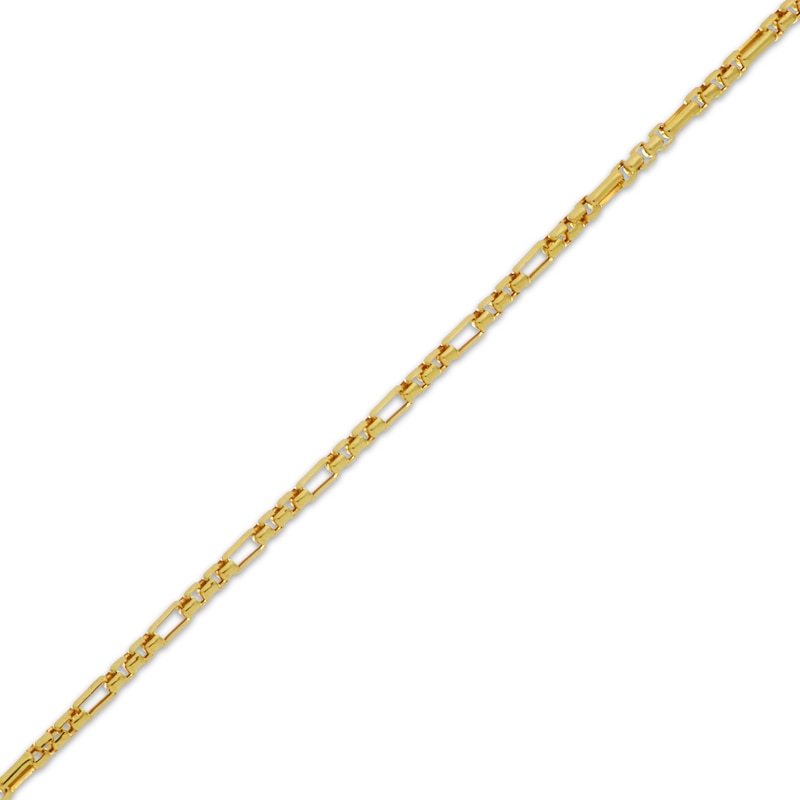 Main Image 2 of Hollow Diamond-Cut Short & Long Link Box Chain Bracelet 3.5mm 10K Yellow Gold 8.5&quot;