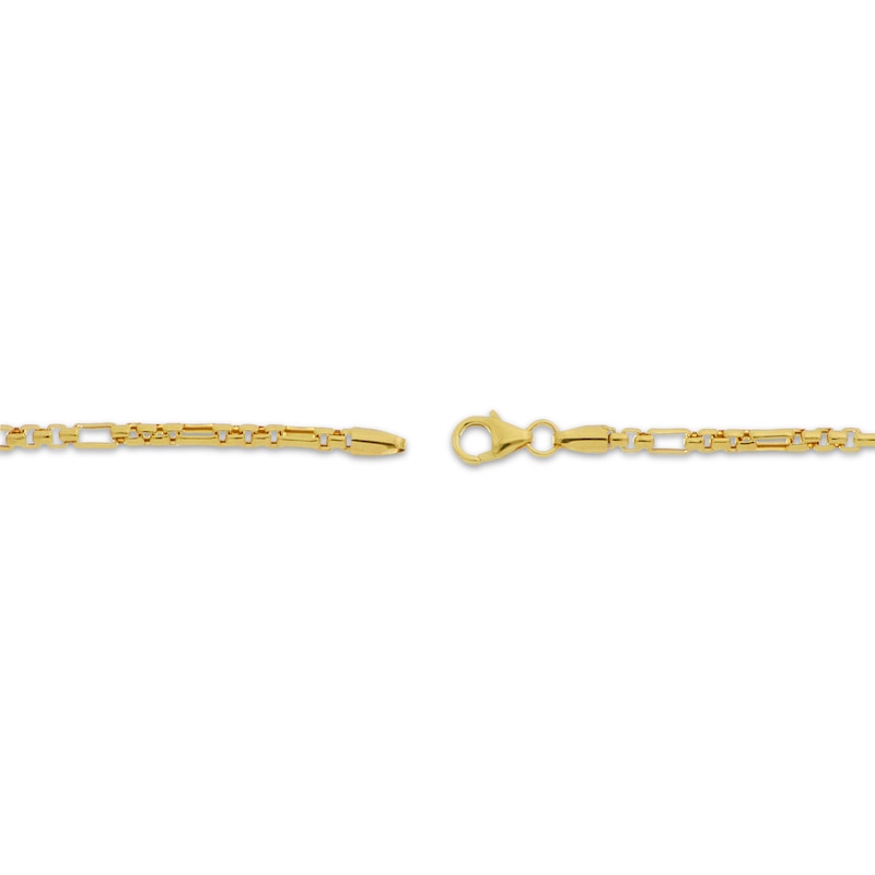 Main Image 3 of Hollow Diamond-Cut Short & Long Link Box Chain Bracelet 3.5mm 10K Yellow Gold 8.5&quot;