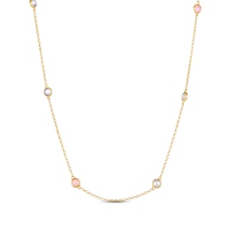 Le Vian Moonstone, Blue Chalcedony & Pink Opal Station Necklace 14K Honey Gold 17&quot;