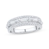 Thumbnail Image 1 of Baguette & Round-Cut Diamond Three-Row Anniversary Ring 3/4 ct tw 10K White Gold