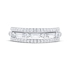 Thumbnail Image 3 of Baguette & Round-Cut Diamond Three-Row Anniversary Ring 3/4 ct tw 10K White Gold