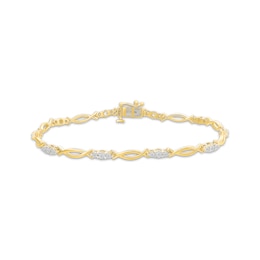 Diamond Three-Stone Link Bracelet 1/4 ct tw 10K Yellow Gold 7.25&quot;