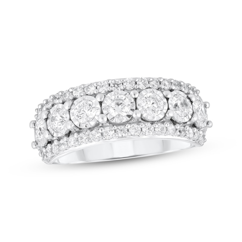 Main Image 1 of Diamond Seven-Stone Anniversary Ring 1 ct tw 10K White Gold