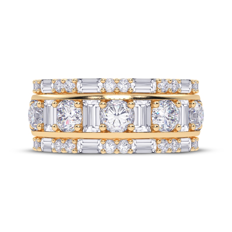 Main Image 3 of Lab-Grown Diamonds by KAY Baguette & Round-Cut Three-Row Ring 2 ct tw 14K Yellow Gold