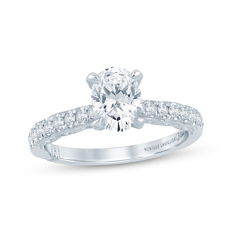 Main Image 1 of Monique Lhuillier Bliss Oval-Cut Lab-Grown Diamond Engagement Ring 1-3/8 ct tw 18K White Gold