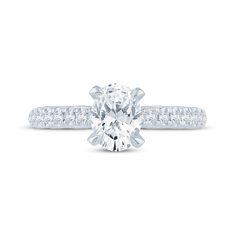 Main Image 4 of Monique Lhuillier Bliss Oval-Cut Lab-Grown Diamond Engagement Ring 1-3/8 ct tw 18K White Gold