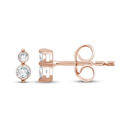 Lab-Grown Diamonds by KAY Two-Stone Stud Earrings 1/5 ct tw 14K Rose Gold