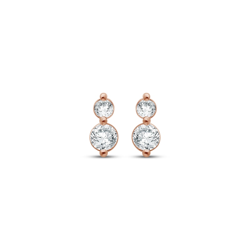 Main Image 2 of Lab-Grown Diamonds by KAY Two-Stone Stud Earrings 1/5 ct tw 14K Rose Gold