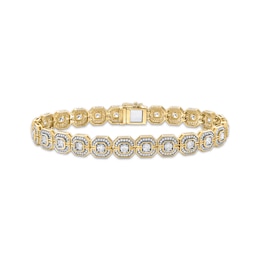 Men's Lab-Grown Diamonds by KAY Octagon Link Bracelet 5 ct tw 10K Yellow Gold 8.5&quot;