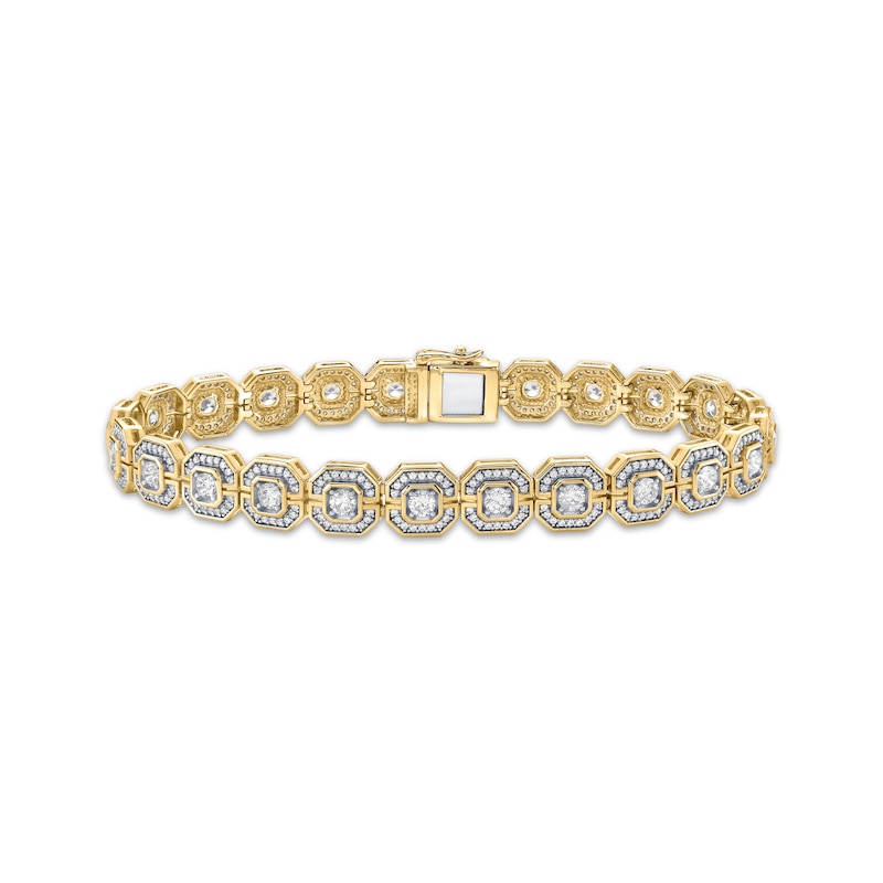 Main Image 1 of Men's Lab-Grown Diamonds by KAY Octagon Link Bracelet 5 ct tw 10K Yellow Gold 8.5&quot;