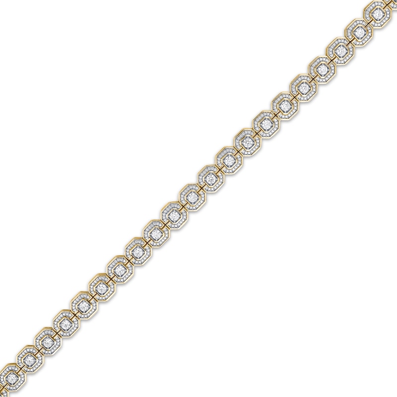 Main Image 2 of Men's Lab-Grown Diamonds by KAY Octagon Link Bracelet 5 ct tw 10K Yellow Gold 8.5&quot;