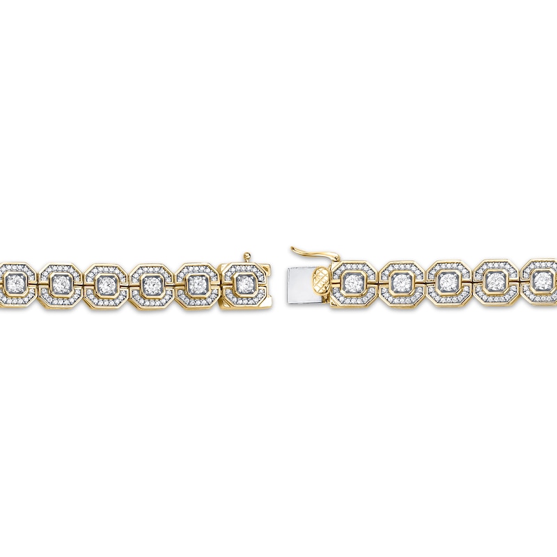 Main Image 3 of Men's Lab-Grown Diamonds by KAY Octagon Link Bracelet 5 ct tw 10K Yellow Gold 8.5&quot;