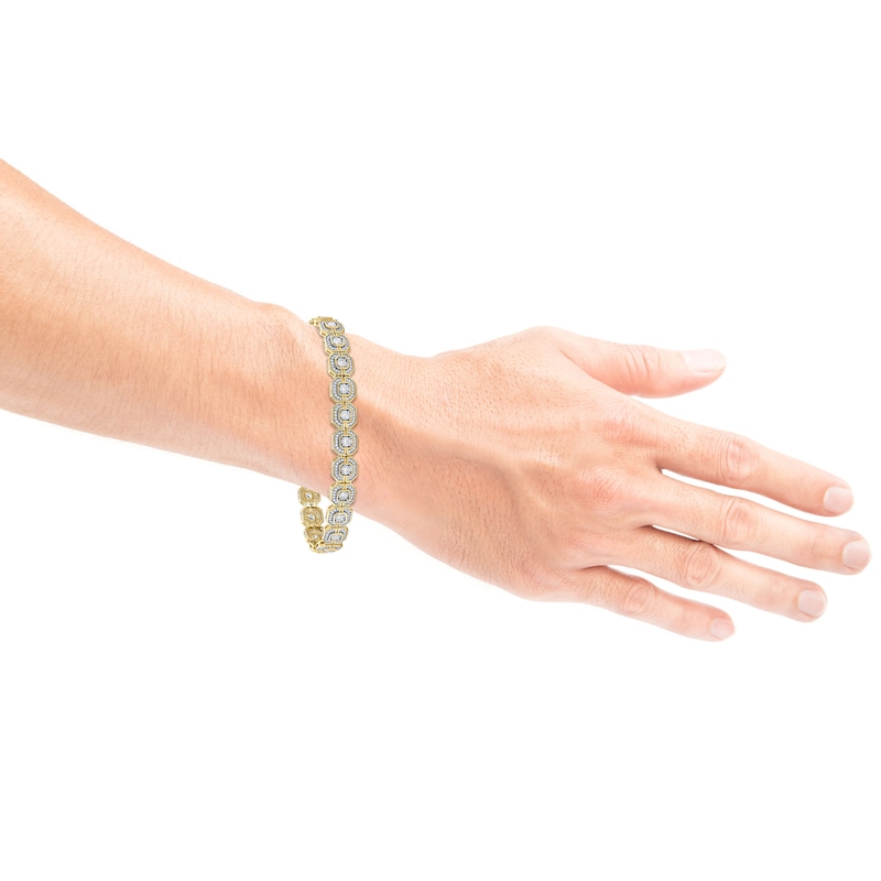 Main Image 4 of Men's Lab-Grown Diamonds by KAY Octagon Link Bracelet 5 ct tw 10K Yellow Gold 8.5&quot;