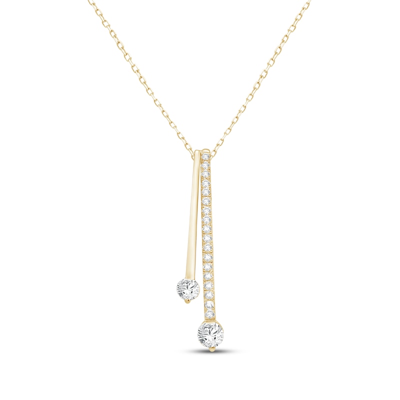 Main Image 1 of Lab-Grown Diamonds by KAY Double Drop Necklace 1/2 ct tw 14K Yellow Gold 18&quot;