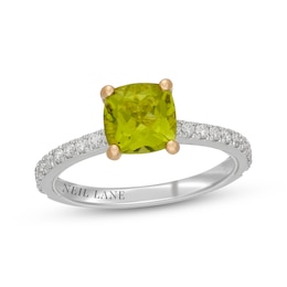 Neil Lane Cushion-Cut Peridot & Diamond Engagement Ring 3/8 ct tw 14K White Gold