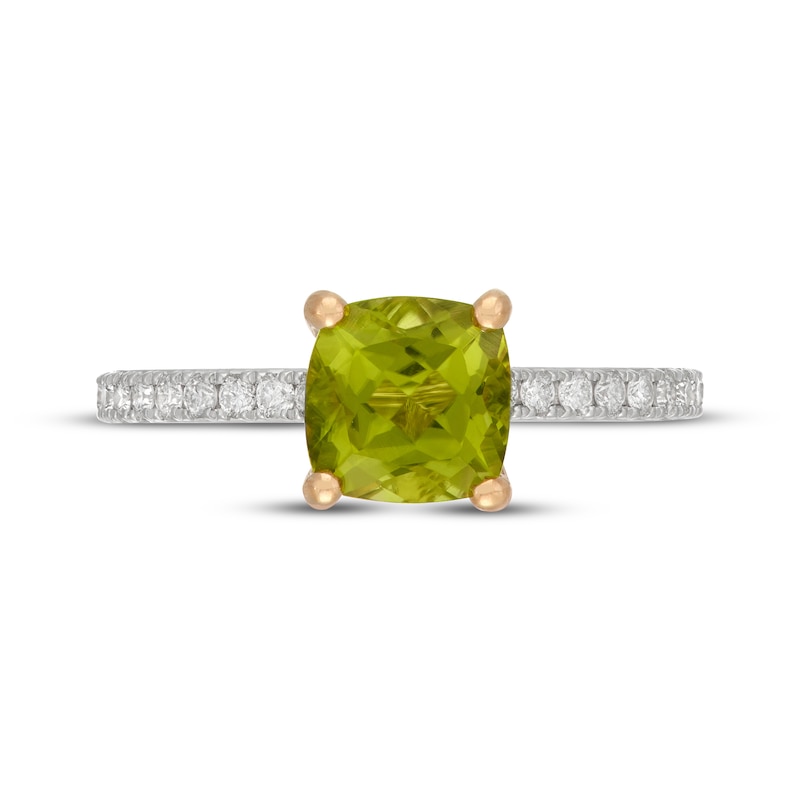 Main Image 3 of Neil Lane Cushion-Cut Peridot & Diamond Engagement Ring 3/8 ct tw 14K White Gold