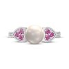 Thumbnail Image 3 of Cultured Pearl, Pink Lab-Created Sapphire & Diamond Ring 1/20 ct tw Sterling Silver