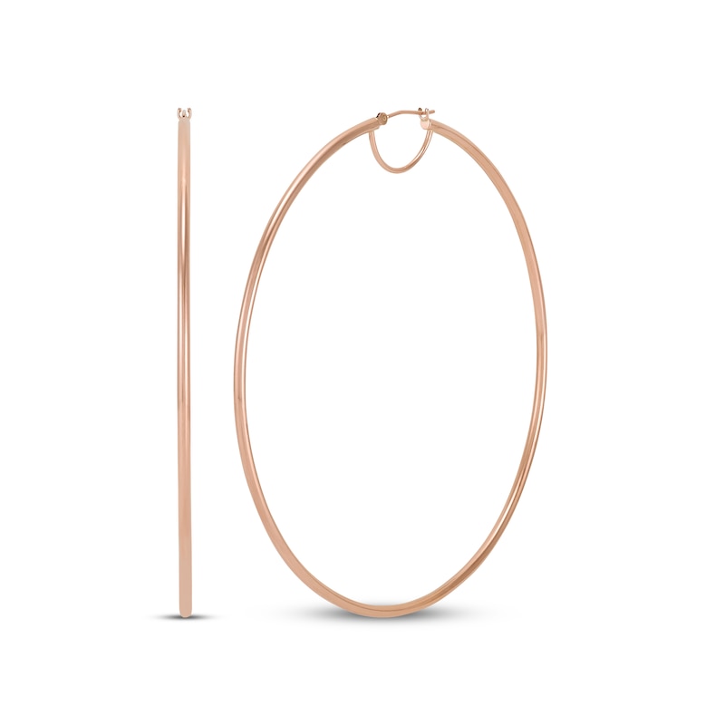 Main Image 1 of Tube Hoop Earrings 10K Rose Gold 80mm