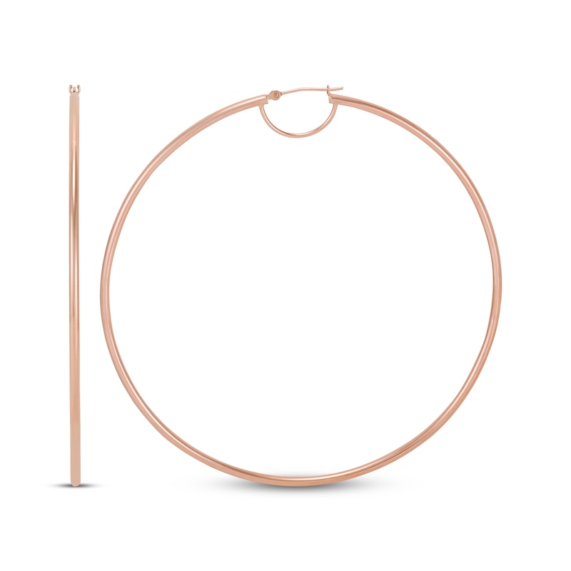 Main Image 3 of Tube Hoop Earrings 10K Rose Gold 80mm