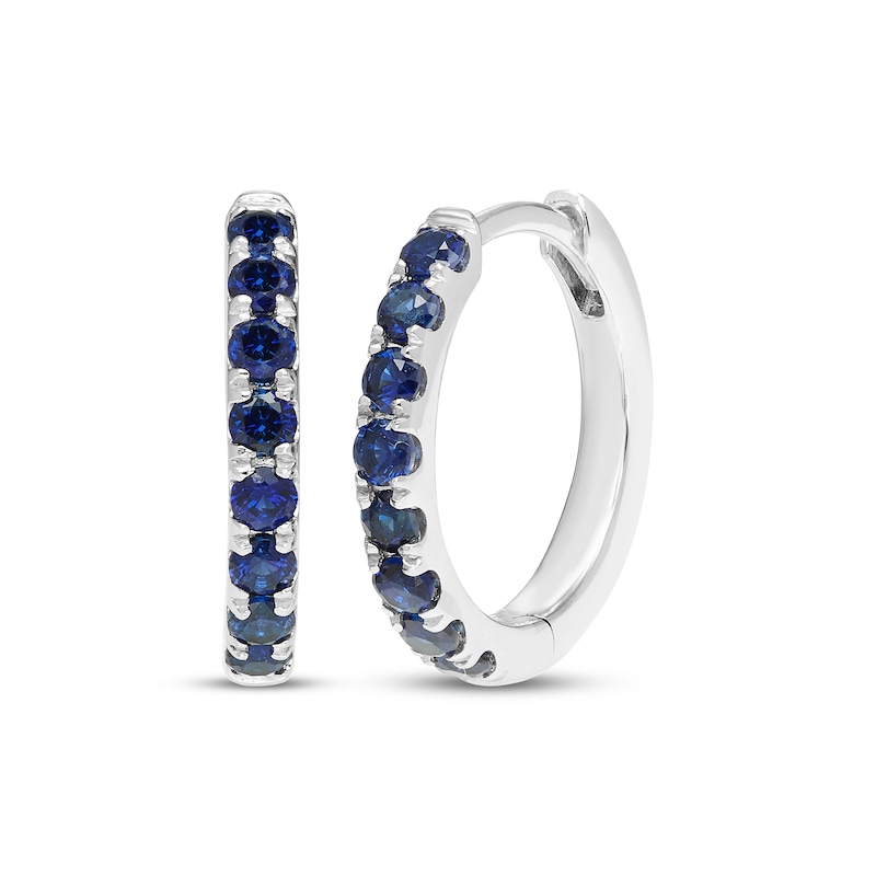 Main Image 1 of Blue Lab-Created Sapphire Hoop Earrings Sterling Silver