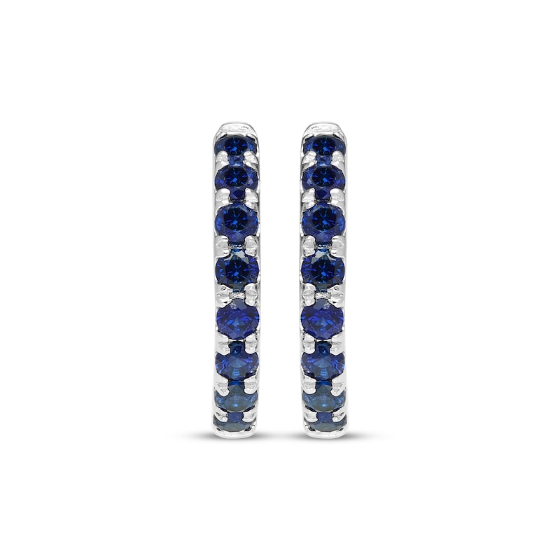 Main Image 2 of Blue Lab-Created Sapphire Hoop Earrings Sterling Silver