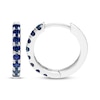 Thumbnail Image 3 of Blue Lab-Created Sapphire Hoop Earrings Sterling Silver