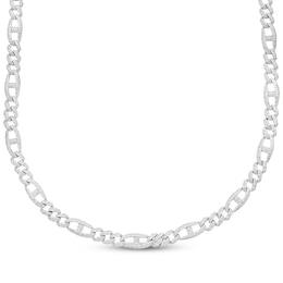 Men's Diamond Mariner & Curb Link Necklace 2-3/4 ct tw Sterling Silver 22&quot;