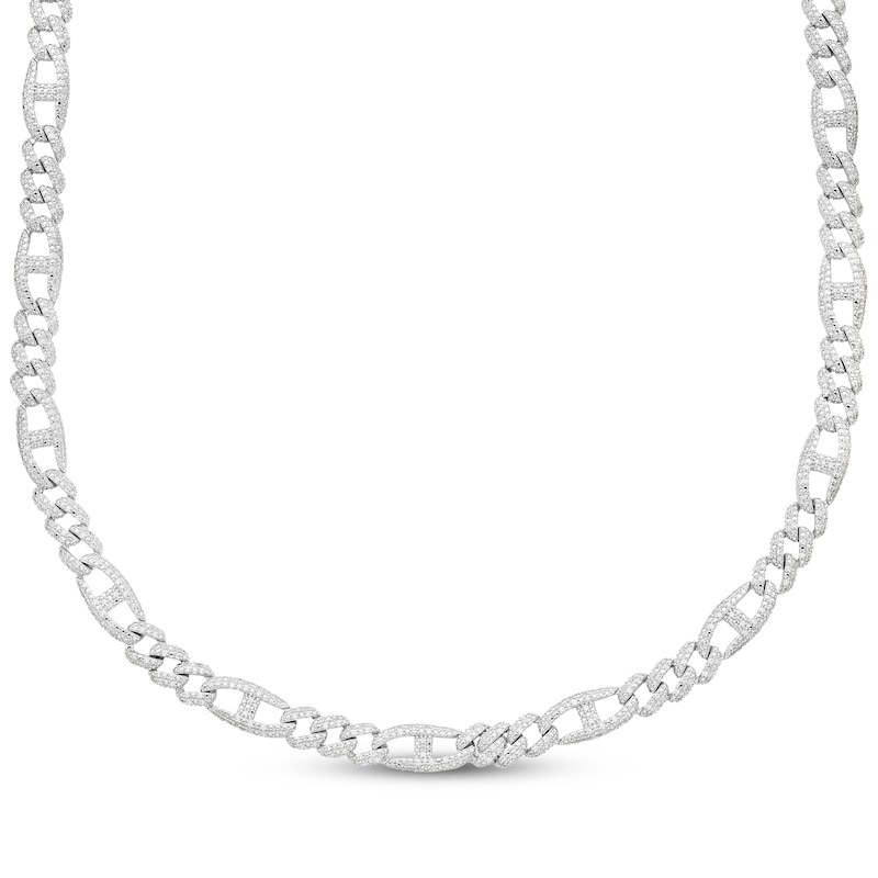 Main Image 1 of Men's Diamond Mariner & Curb Link Necklace 2-3/4 ct tw Sterling Silver 22&quot;