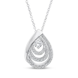 Diamond Layered Teardrop Necklace 1/2 ct tw 10K White Gold 17&quot;