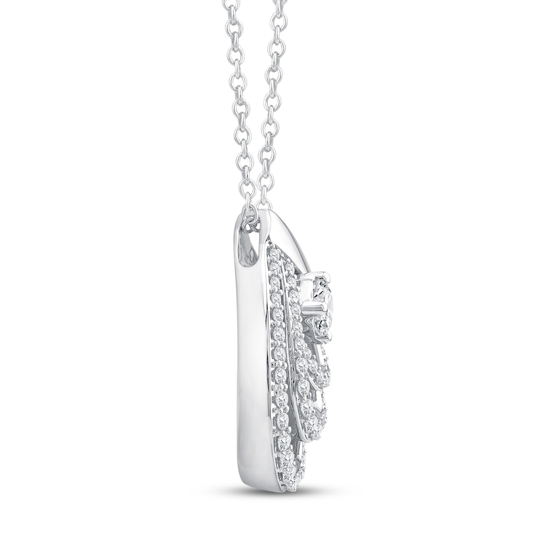 Main Image 3 of Diamond Layered Teardrop Necklace 1/2 ct tw 10K White Gold 17&quot;