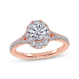 Adore Round-Cut Diamond Oval Halo Engagement Ring 1 ct tw 14K Rose Gold