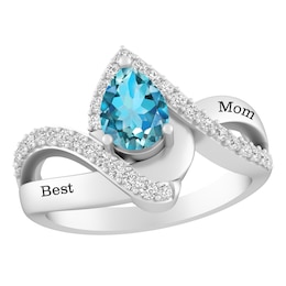 Pear-Shaped Gemstone Bypass Ring