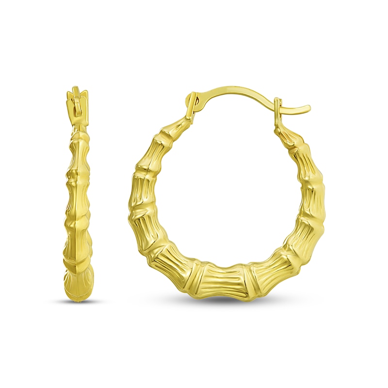 14k Gold Bamboo Hoop Earrings, Small 1/2 inch or 13mm Diameter – Gem of the  Day