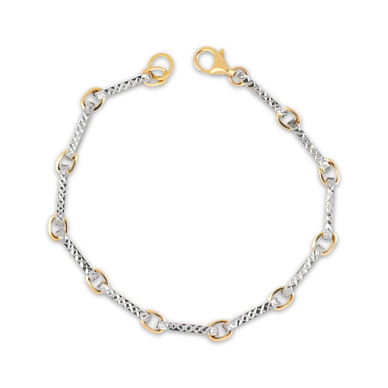 Diamond-Cut Paperclip Link Bracelet 14K Yellow Gold 7.5”