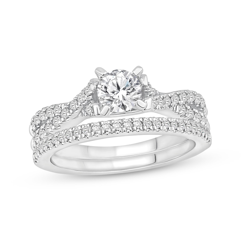 Main Image 1 of Round-Cut Diamond Bridal Set 7/8 ct tw 14K White Gold