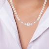 Thumbnail Image 3 of Cultured Pearl & Multi-Shape Lab-Created Sapphire Necklace Sterling Silver 18&quot;