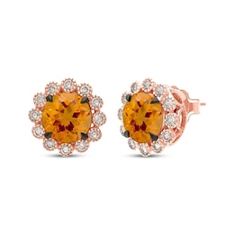 Le Vian Citrine Stud Earrings 1/2 ct tw Diamonds 14K Strawberry Gold