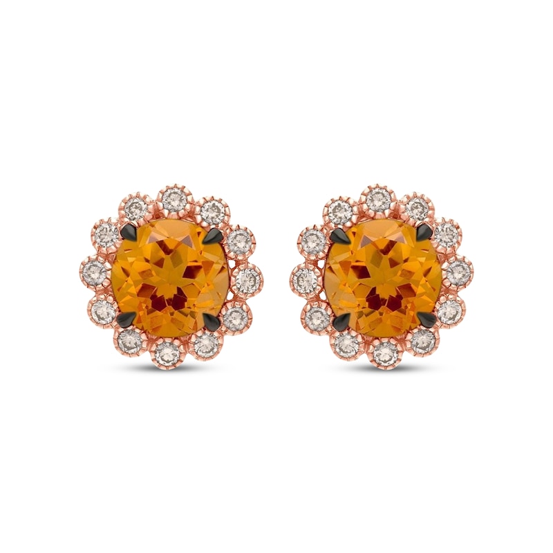 Main Image 2 of Le Vian Citrine Stud Earrings 1/2 ct tw Diamonds 14K Strawberry Gold