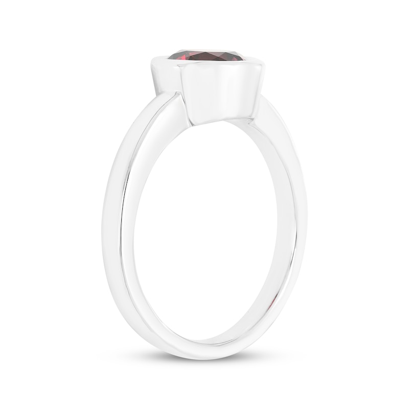 Main Image 2 of Lab-Created Ruby Solitaire Bezel-Set Ring Sterling Silver