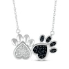 Thumbnail Image 1 of Black & White Diamond Dog Paw Necklace 1/10 ct tw Sterling Silver 18&quot;