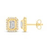 Thumbnail Image 1 of Lab-Grown Diamonds by KAY Emerald-Cut Halo Stud Earrings 1 ct tw 14K Yellow Gold