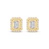 Thumbnail Image 2 of Lab-Grown Diamonds by KAY Emerald-Cut Halo Stud Earrings 1 ct tw 14K Yellow Gold