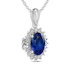 Thumbnail Image 2 of Oval-Cut Blue & White Lab-Created Sapphire Necklace Sterling Silver 18&quot;