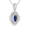 Thumbnail Image 3 of Oval-Cut Blue & White Lab-Created Sapphire Necklace Sterling Silver 18&quot;